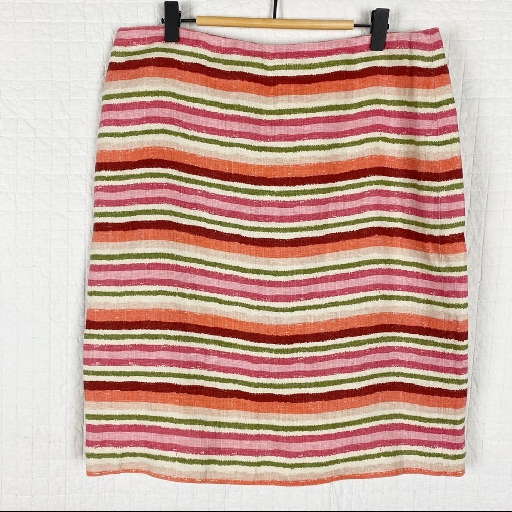 TALBOTS Linen Striped Pencil Skirt 10 Lightweight